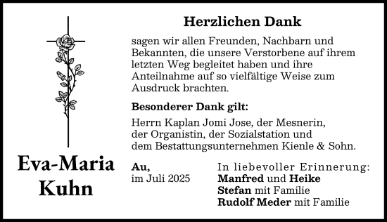 Traueranzeige von Eva-Maria Kuhn von Illertisser Zeitung