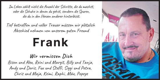 Traueranzeige von Frank  von Mindelheimer Zeitung