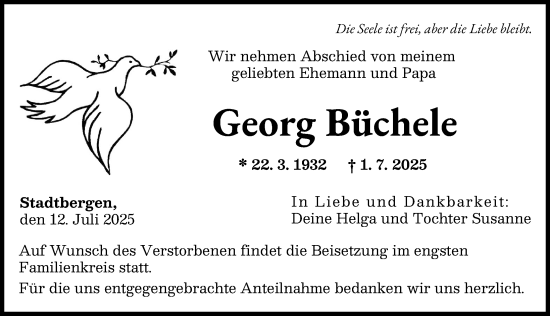 Traueranzeige von Georg Büchele von Augsburger Allgemeine