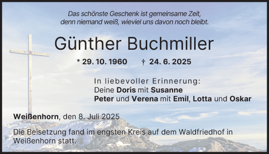 Traueranzeige von Günther Buchmiller von Neu-Ulmer Zeitung
