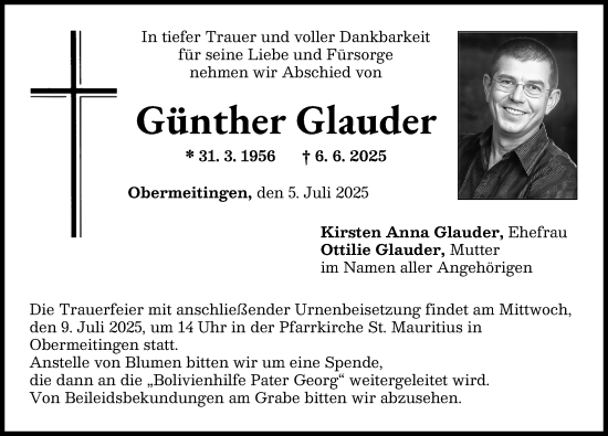 Traueranzeige von Günther Glauder von Landsberger Tagblatt, Augsburg-Land, Schwabmünchner Allgemeine