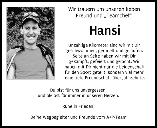 Traueranzeige von Hansi  von Landsberger Tagblatt