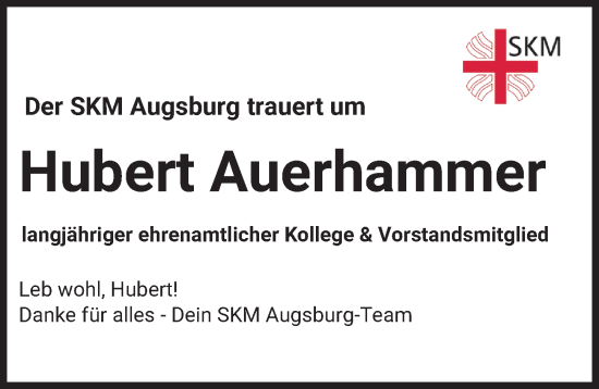 Traueranzeige von Hubert Auerhammer von Augsburger Allgemeine, Augsburg-Land
