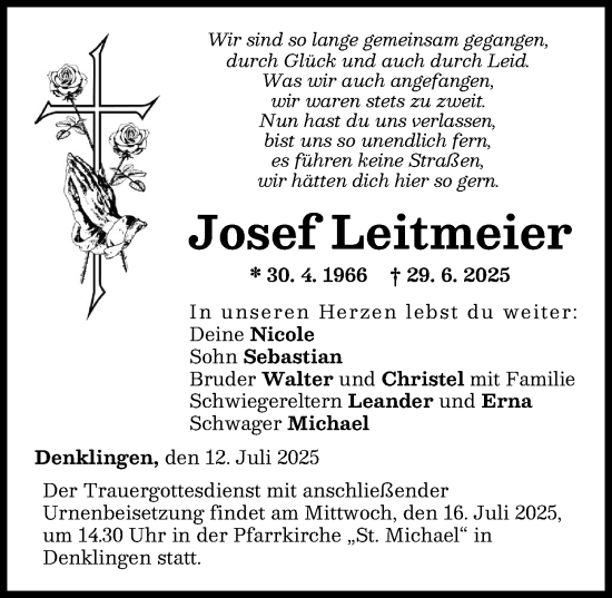 Traueranzeige von Josef Leitmeier von Landsberger Tagblatt
