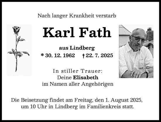 Traueranzeige von Karl Fath von Neuburger Rundschau