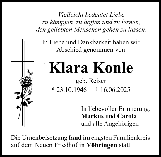 Traueranzeige von Klara Konle von Illertisser Zeitung