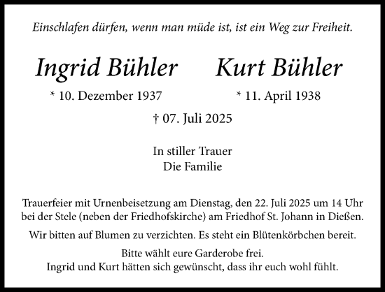 Traueranzeige von Kurt Bühler von Landsberger Tagblatt