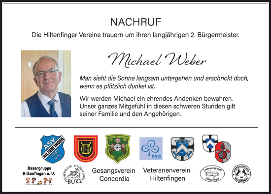 Traueranzeige von Michael Weber von Schwabmünchner Allgemeine