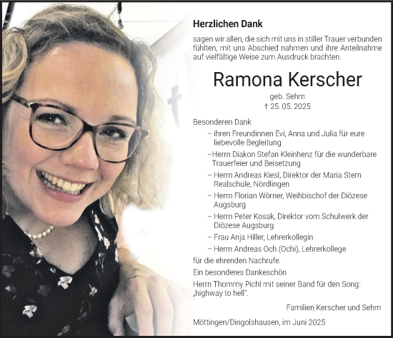 Traueranzeige von Ramona Kerscher von Rieser Nachrichten