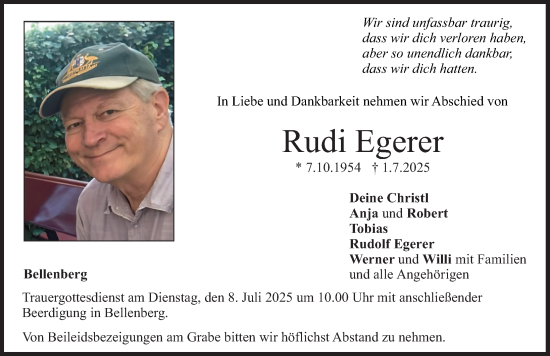 Traueranzeige von Rudi Egerer von Illertisser Zeitung