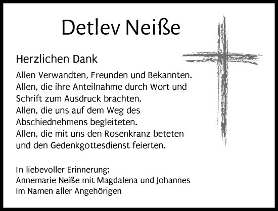 Traueranzeige von Detlev Neiße von Günzburger Zeitung