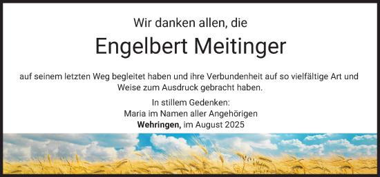 Traueranzeige von Engelbert Meitinger von Schwabmünchner Allgemeine