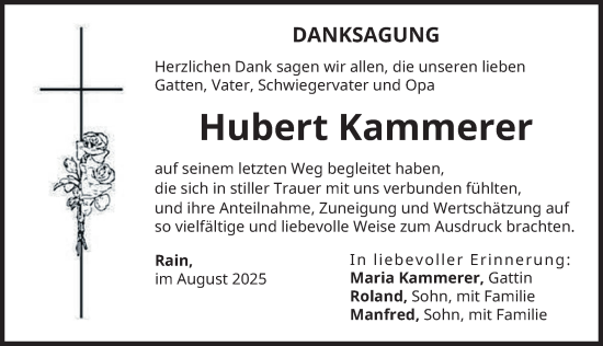 Traueranzeige von Hubert Kammerer von Donauwörther Zeitung