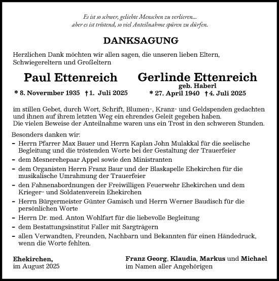 Traueranzeige von Paul Ettenreich von Neuburger Rundschau
