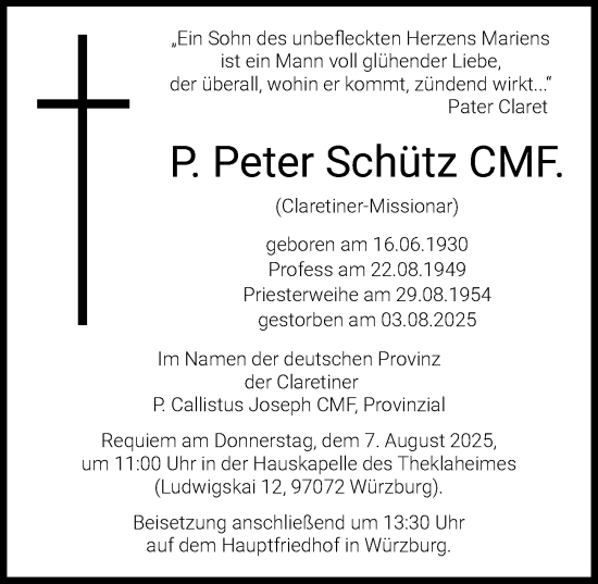 Traueranzeige von Peter Schütz von Neu-Ulmer Zeitung