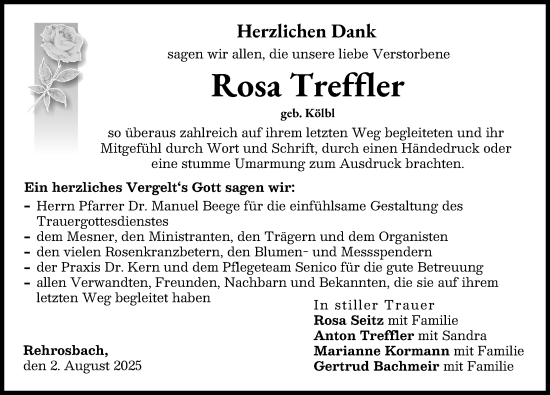 Traueranzeige von Rosa Treffler von Friedberger Allgemeine