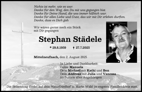 Traueranzeige von Stephan Städele von Schwabmünchner Allgemeine