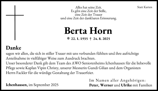 Traueranzeige von Berta Horn von Günzburger Zeitung