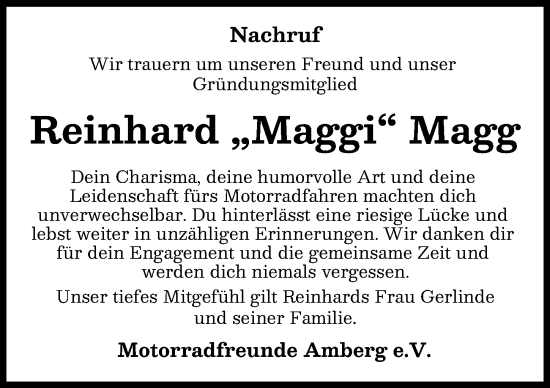 Traueranzeige von Reinhard Magg von Mindelheimer Zeitung
