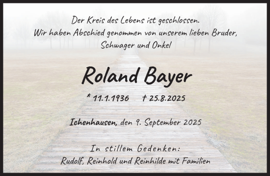 Traueranzeige von Roland Bayer von Günzburger Zeitung