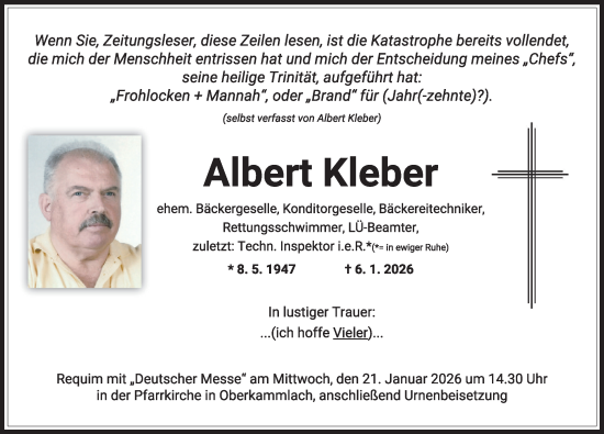 Traueranzeige von Albert Kleber von Mindelheimer Zeitung