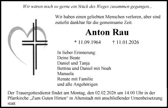 Traueranzeige von Anton Rau von Illertisser Zeitung