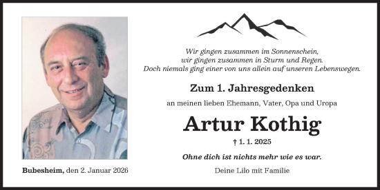 Traueranzeige von Artur Kothig von Günzburger Zeitung