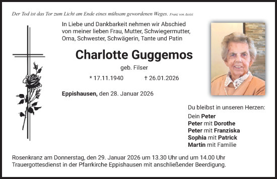 Traueranzeige von Charlotte Guggemos von Mindelheimer Zeitung