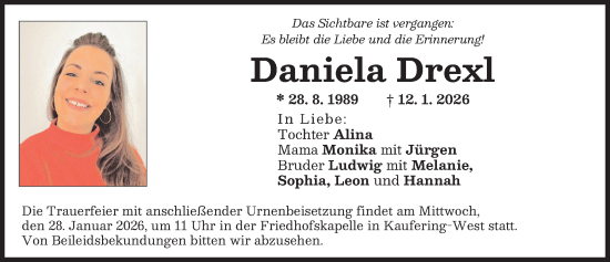 Traueranzeige von Daniela Drexl von Landsberger Tagblatt