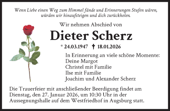 Traueranzeige von Dieter Scherz von Augsburger Allgemeine