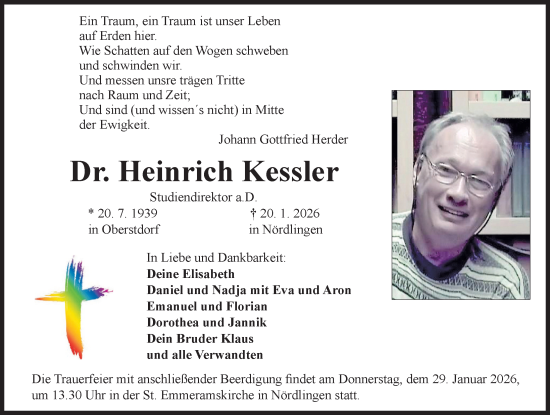 Traueranzeige von Heinrich Kessler von Rieser Nachrichten
