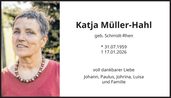 Traueranzeige von Katja Müller-Hahl von Landsberger Tagblatt