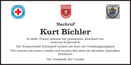 Traueranzeige von Kurt Bichler von Landsberger Tagblatt
