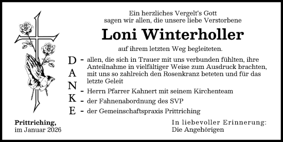Traueranzeige von Loni Winterholler von Landsberger Tagblatt