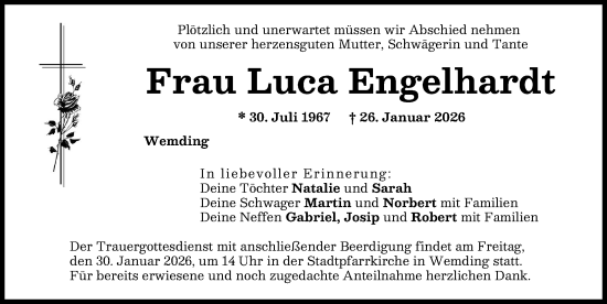 Traueranzeige von Luca Engelhardt von Donauwörther Zeitung