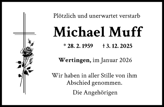 Traueranzeige von Michael Muff von Wertinger Zeitung