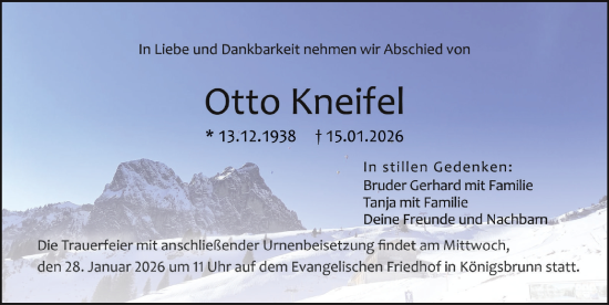 Traueranzeige von Otto Kneifel von Augsburger Allgemeine
