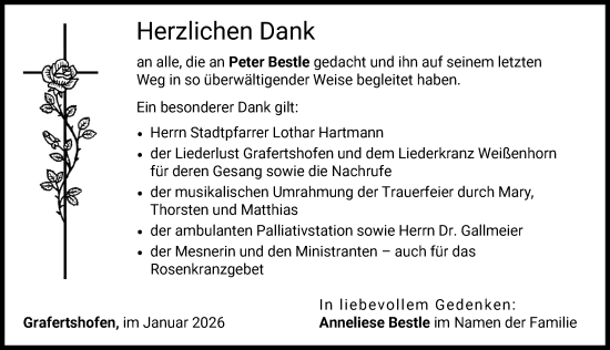 Traueranzeige von Peter Bestle von Neu-Ulmer Zeitung