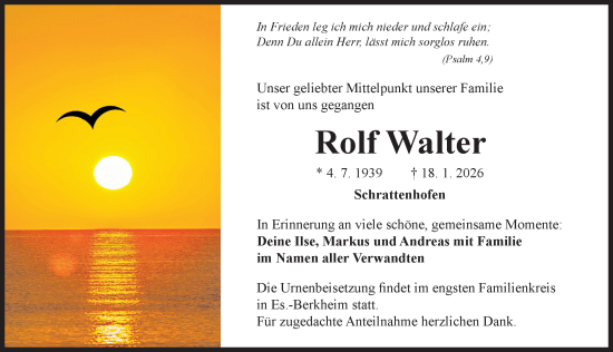 Traueranzeige von Rolf Walter von Rieser Nachrichten