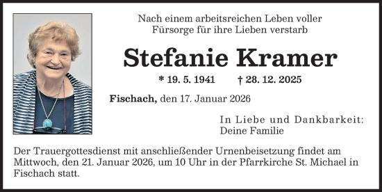 Traueranzeige von Stefanie Kramer von Augsburg-Land
