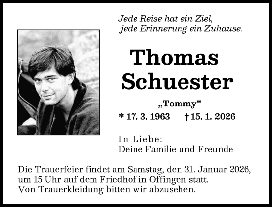 Traueranzeige von Thomas Schuester von Günzburger Zeitung