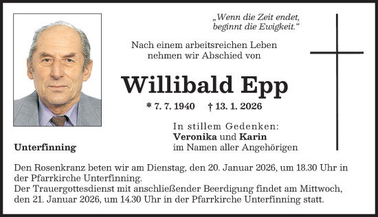 Traueranzeige von Willibald Epp von Landsberger Tagblatt