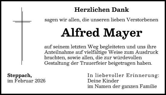 Traueranzeige von Alfred Mayer von Augsburger Allgemeine