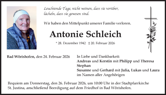 Traueranzeige von Antonie Schleich von Mindelheimer Zeitung