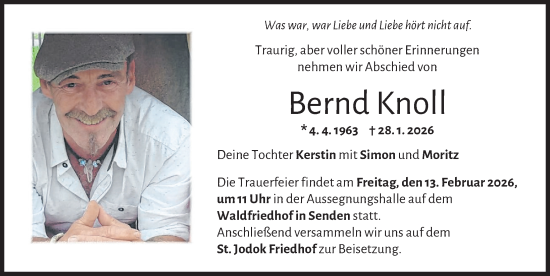 Traueranzeige von Bernd Knoll von Illertisser Zeitung