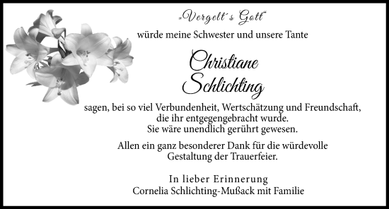 Traueranzeige von Christiane Schlichting von Illertisser Zeitung