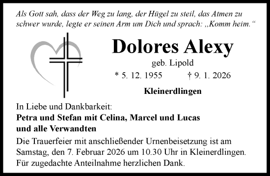 Traueranzeige von Dolores Alexy von Rieser Nachrichten