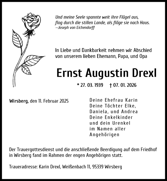 Traueranzeige von Ernst Augustin Drexl von Landsberger Tagblatt