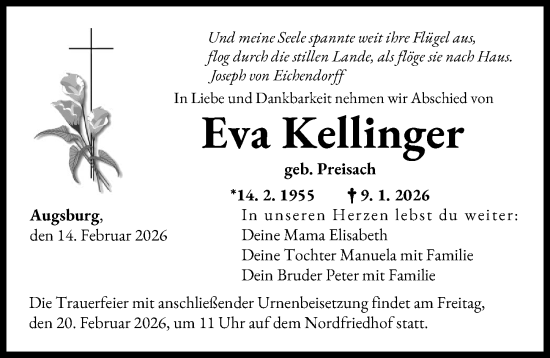 Traueranzeige von Eva Kellinger von Augsburger Allgemeine