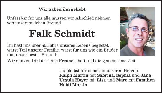 Traueranzeige von Falk Schmidt von Mindelheimer Zeitung
